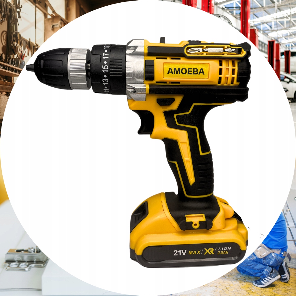 WIERTARKO WKRĘTARKA AKUMULATOROWA 21V 2X AKU ŁADOWARKA BOGATY ZESTAW Kod producenta AMOEBA Z02 KLUCZE WALIZKA 2 AKUMULATORY