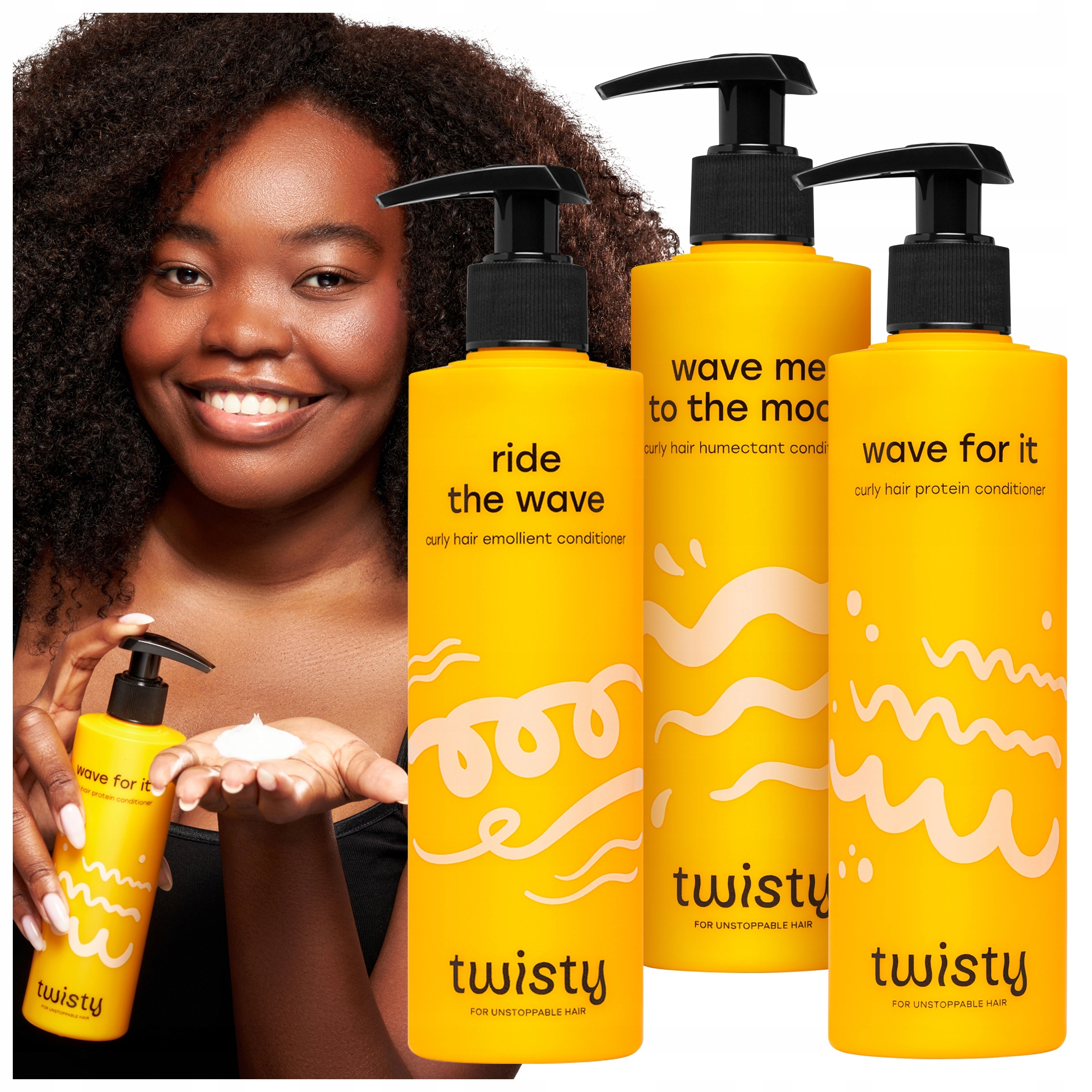 Set kudrnaté vlasy Kondicionér x3 Proteinový Emolientní Humektantový Twisty