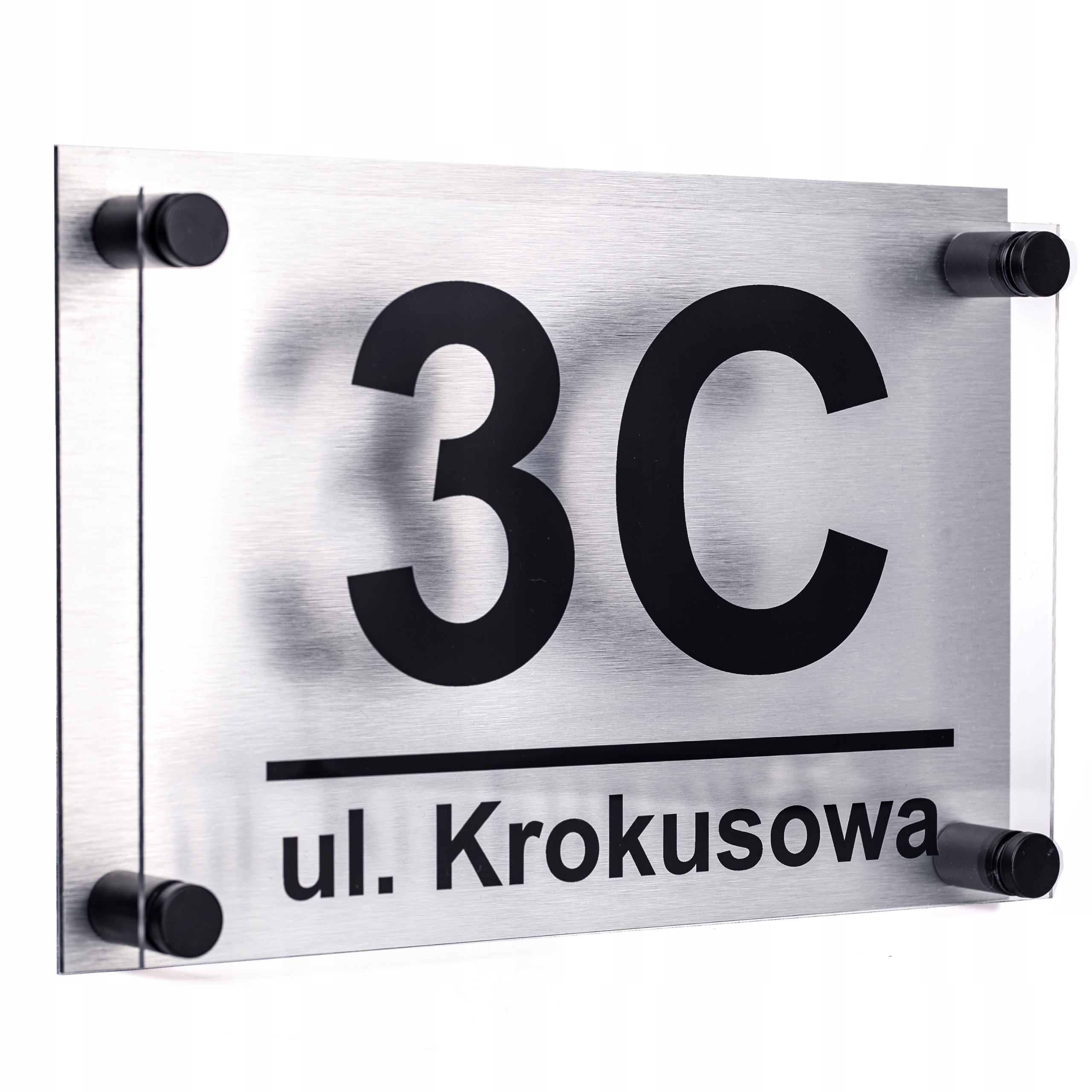 

Tabliczka Adresowa Pleksa Aluminium+dystanse Kołki