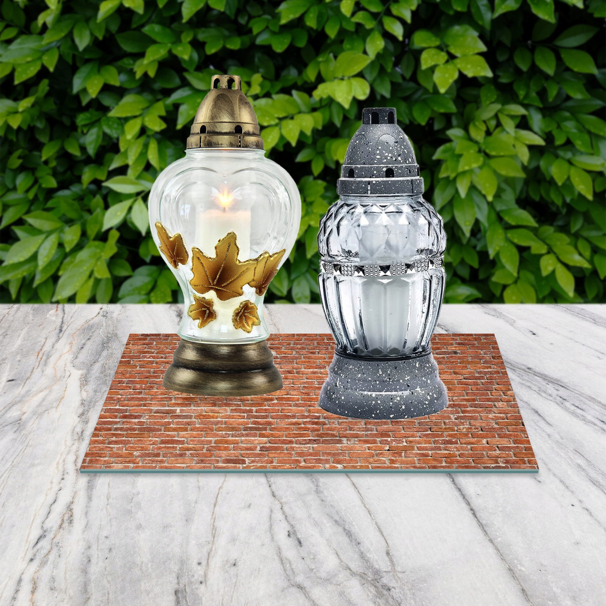 SZKLANA PODSTAWKA POD ZNICZE 40x30cm Rudy mur 100b Marka inna