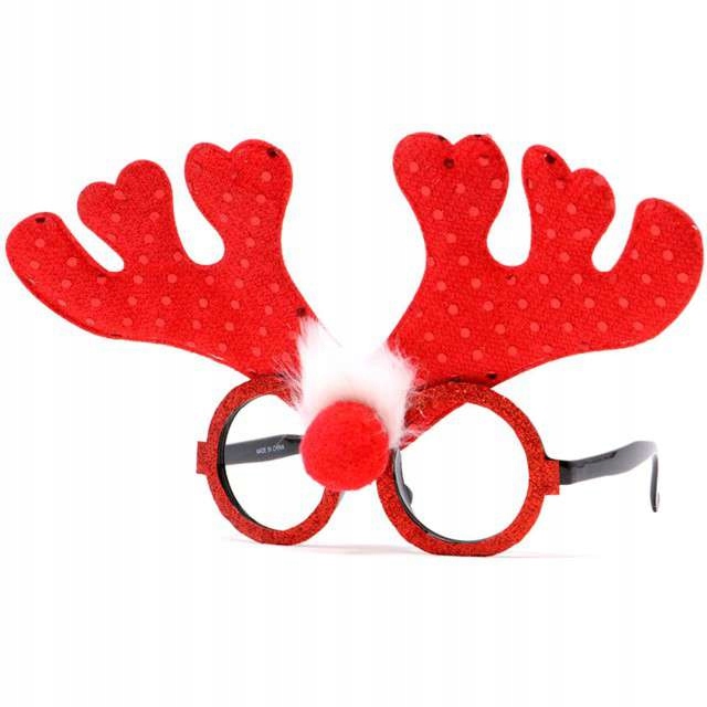 Okulary RENIFER RUDOLF rogi CZERWONY nos święta ŚWIĄTECZNY gadżet