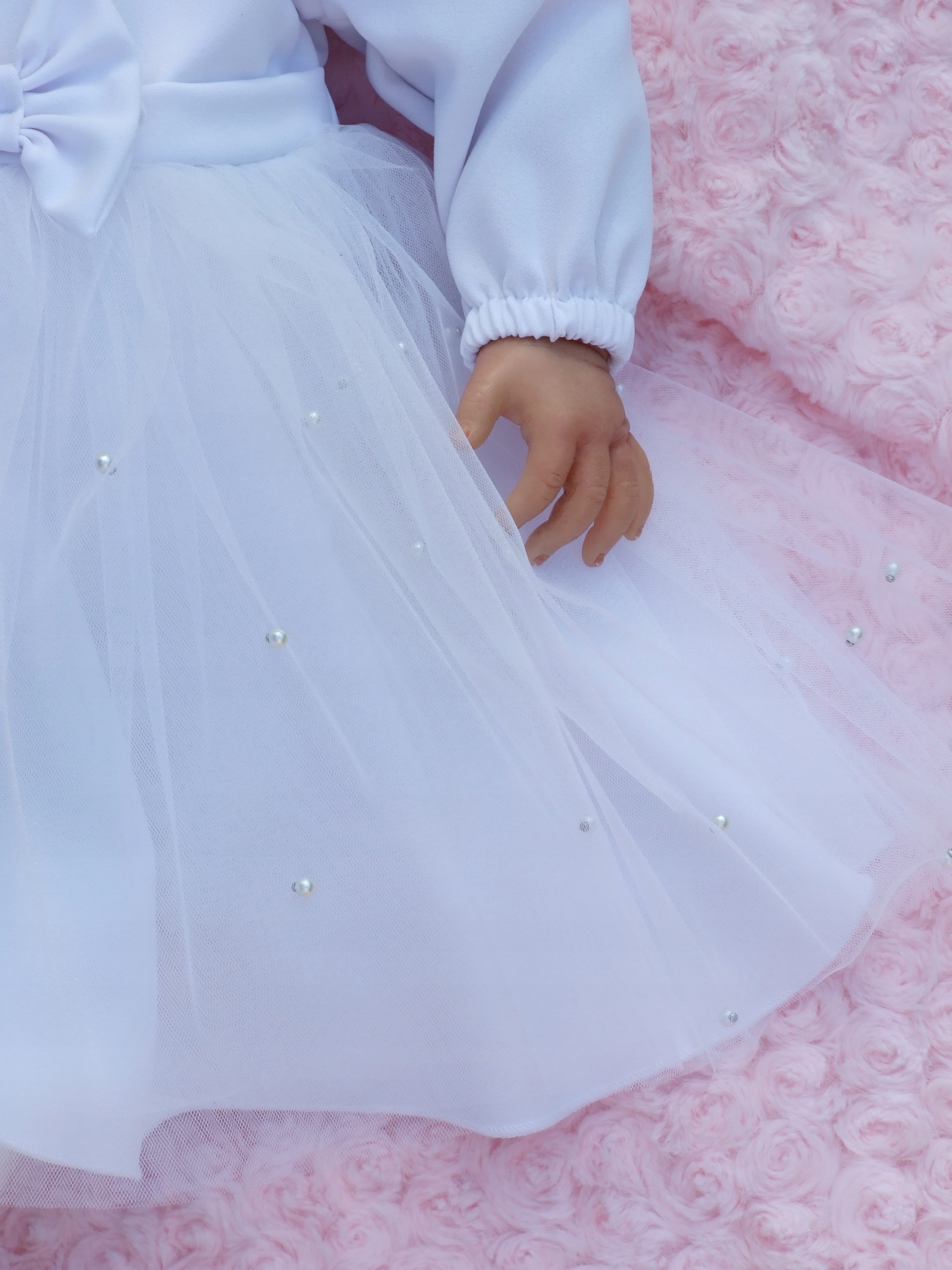 Chrzest BIAŁA sukienka z perełkami dla dziewczynki 56r CHRZEST Kolor biały