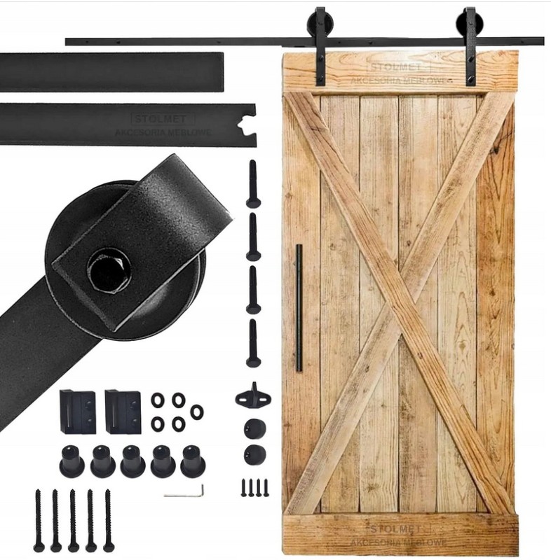Drzwi przesuwne Loft Barn Door kółko HM2007, szyna 2m, na 1 drzwi