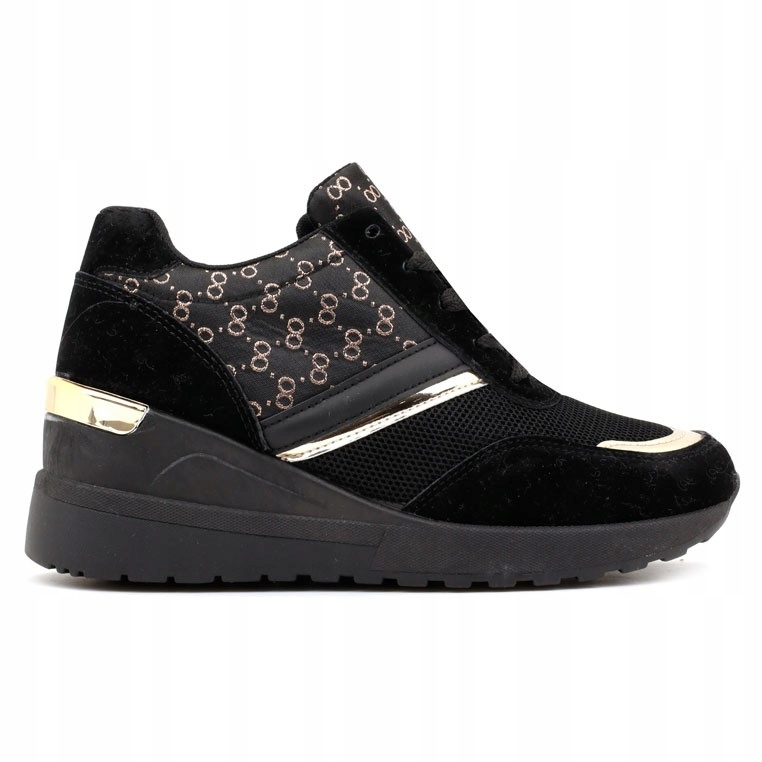 Buty Sportowe Damskie Sneakersy Na Koturnie Botki Czarne