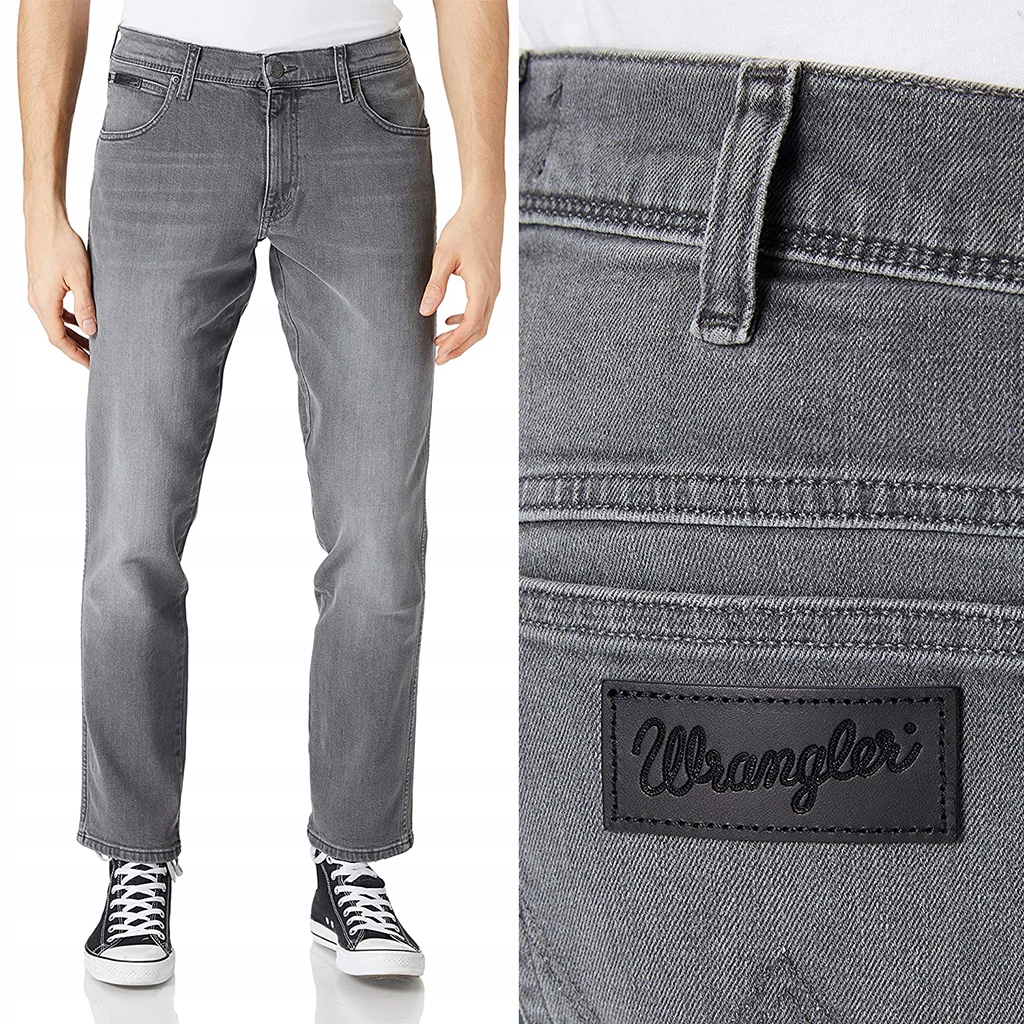 Wrangler Texas Slim Funk lehce přiléhavé šedé džínové kalhoty W38 L34