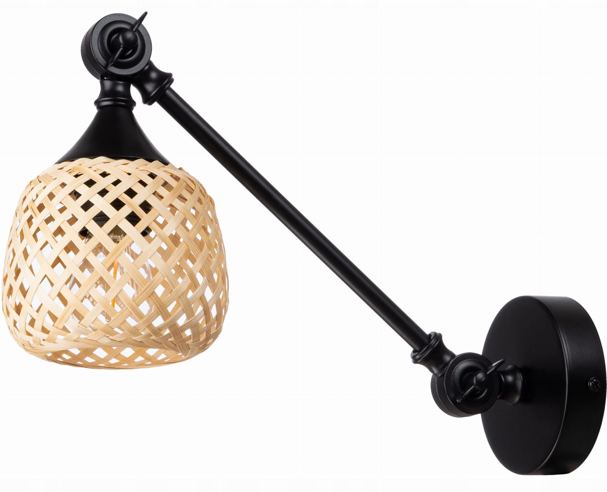 

Kinkiet regulowany Rustic czarny klosz bambusowy