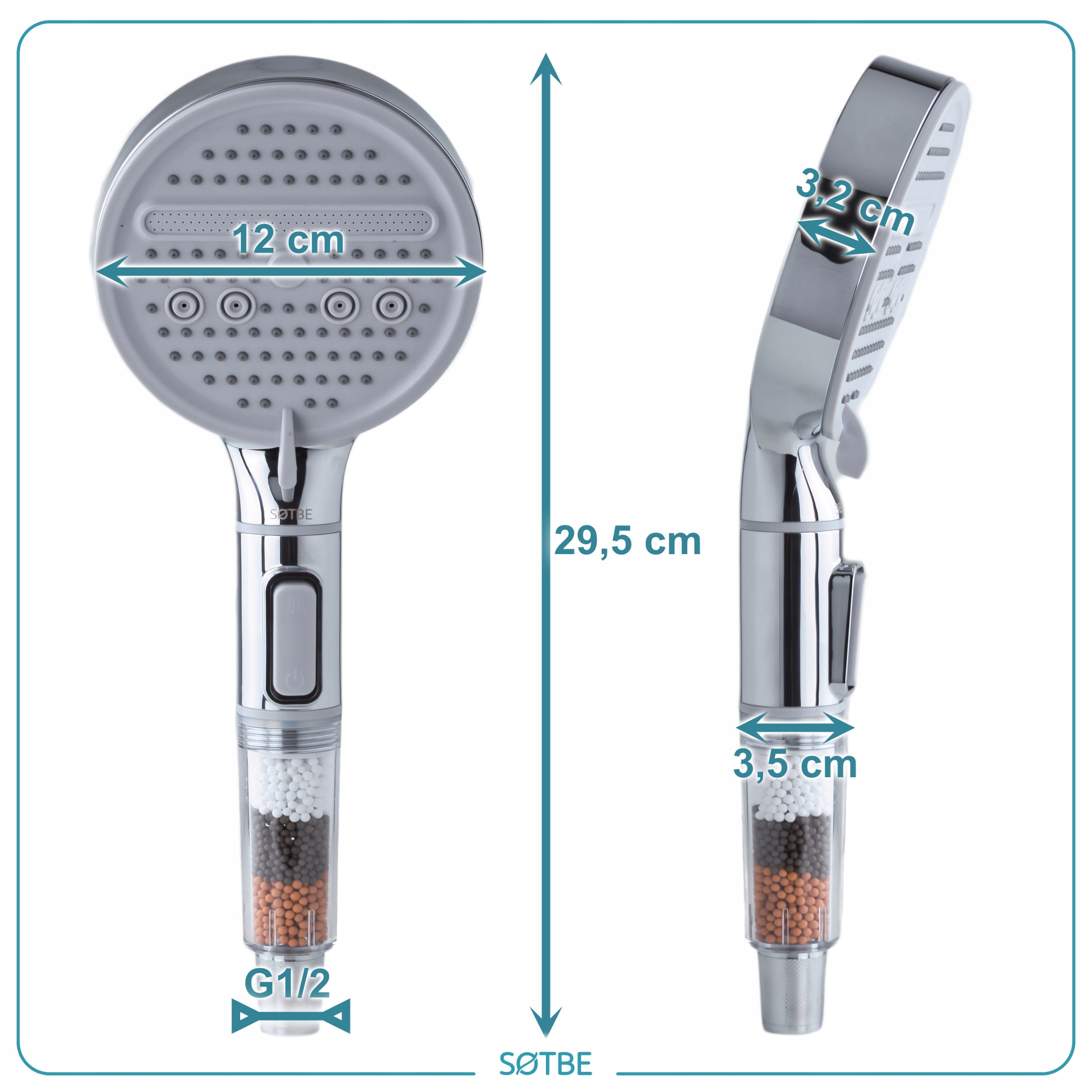 Słuchawka prysznicowa oszczędzająca 60% 6l/min Główka Rączka do prysznica Marka Sotbe