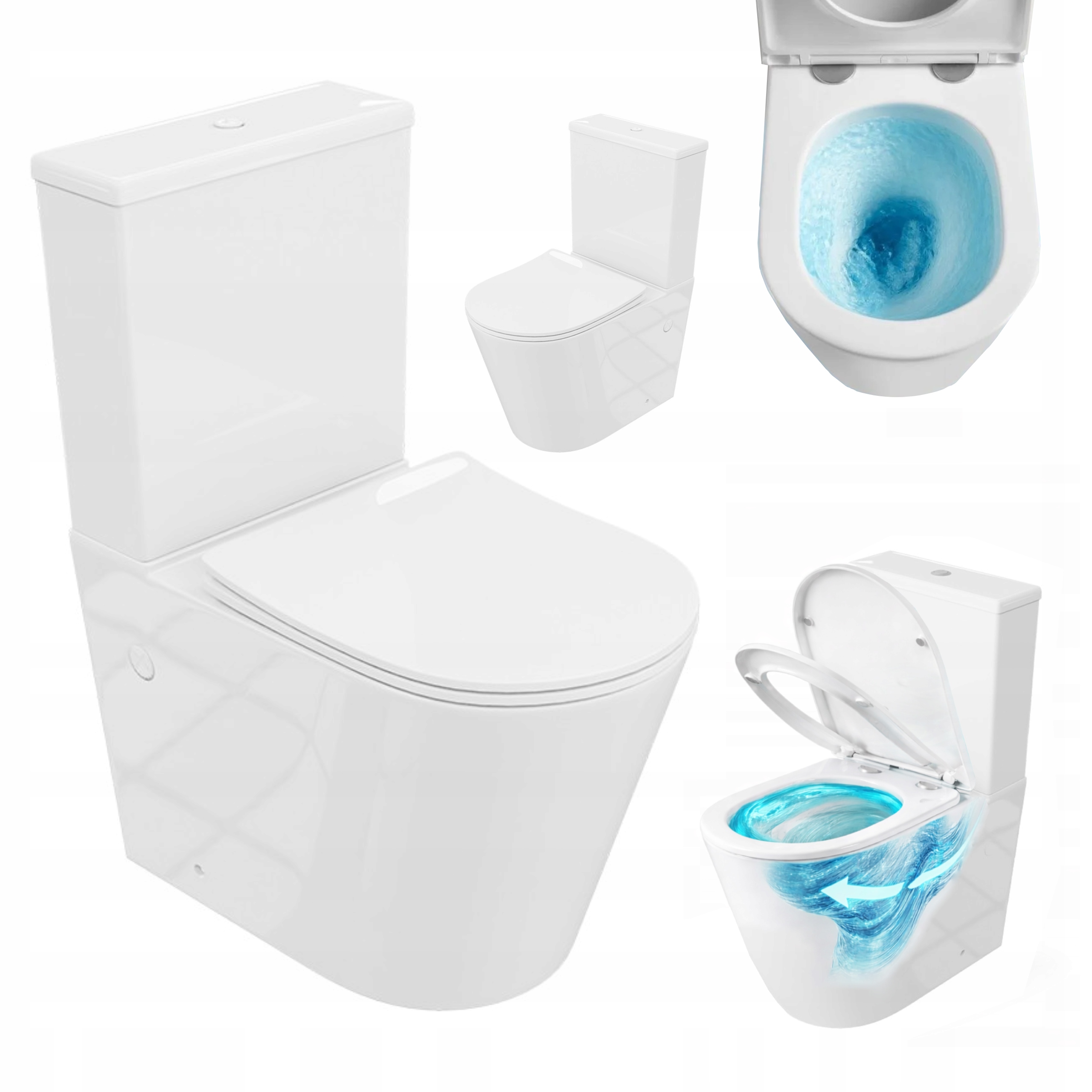 Bezrantový Wc kompakt Lavita Neptun 3.0 vířivý s pomalým sklápěním