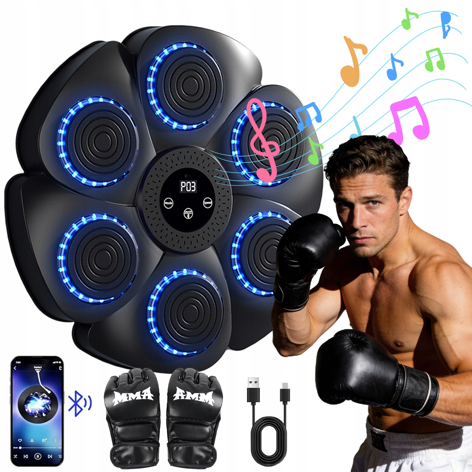 Inteligentna Muzyczny Bokser Bluetooth Dorośli I Dzieci 9 Trybów Gry