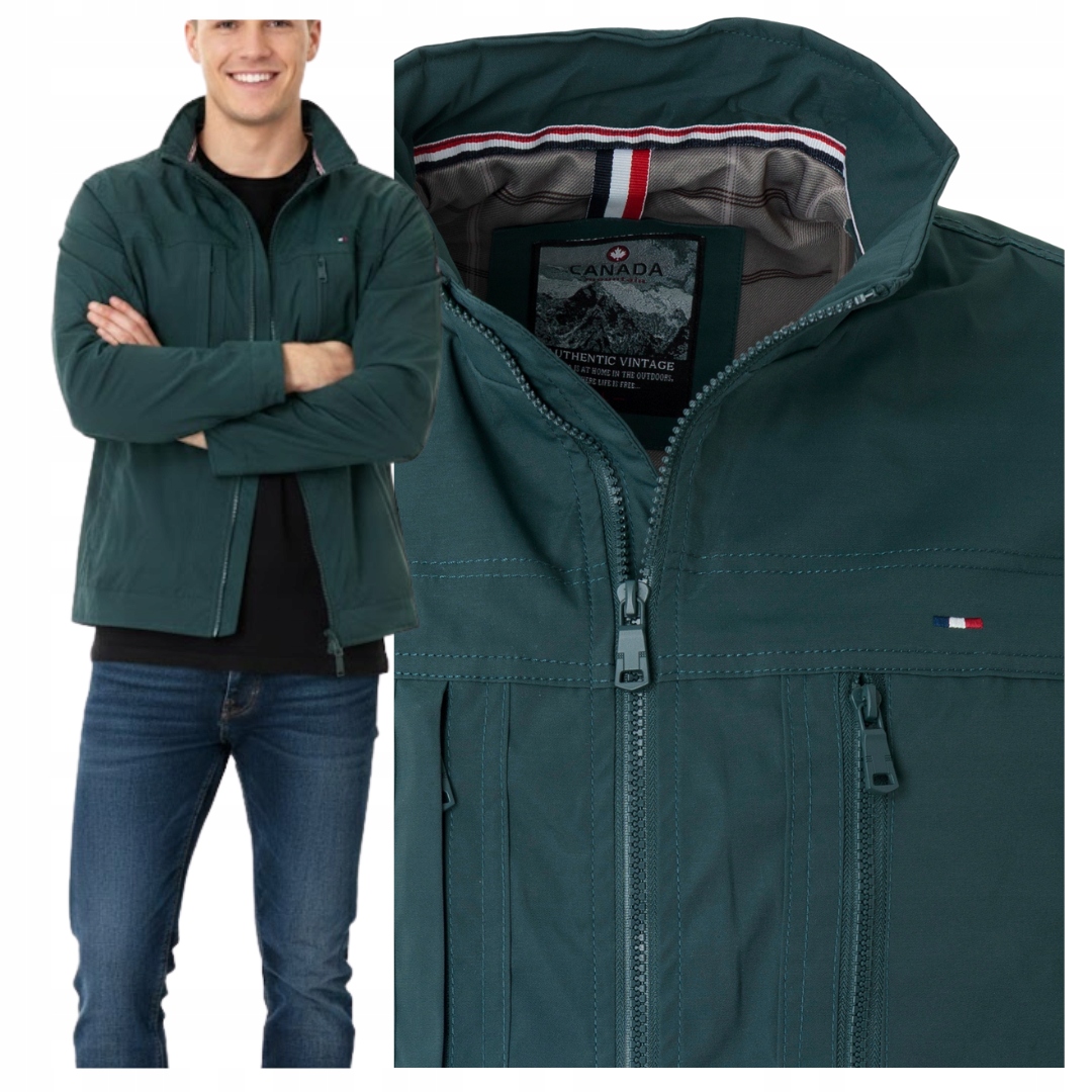 Pánská přechodová klasická jarní bunda Větrovka lehká zelená Vel. L