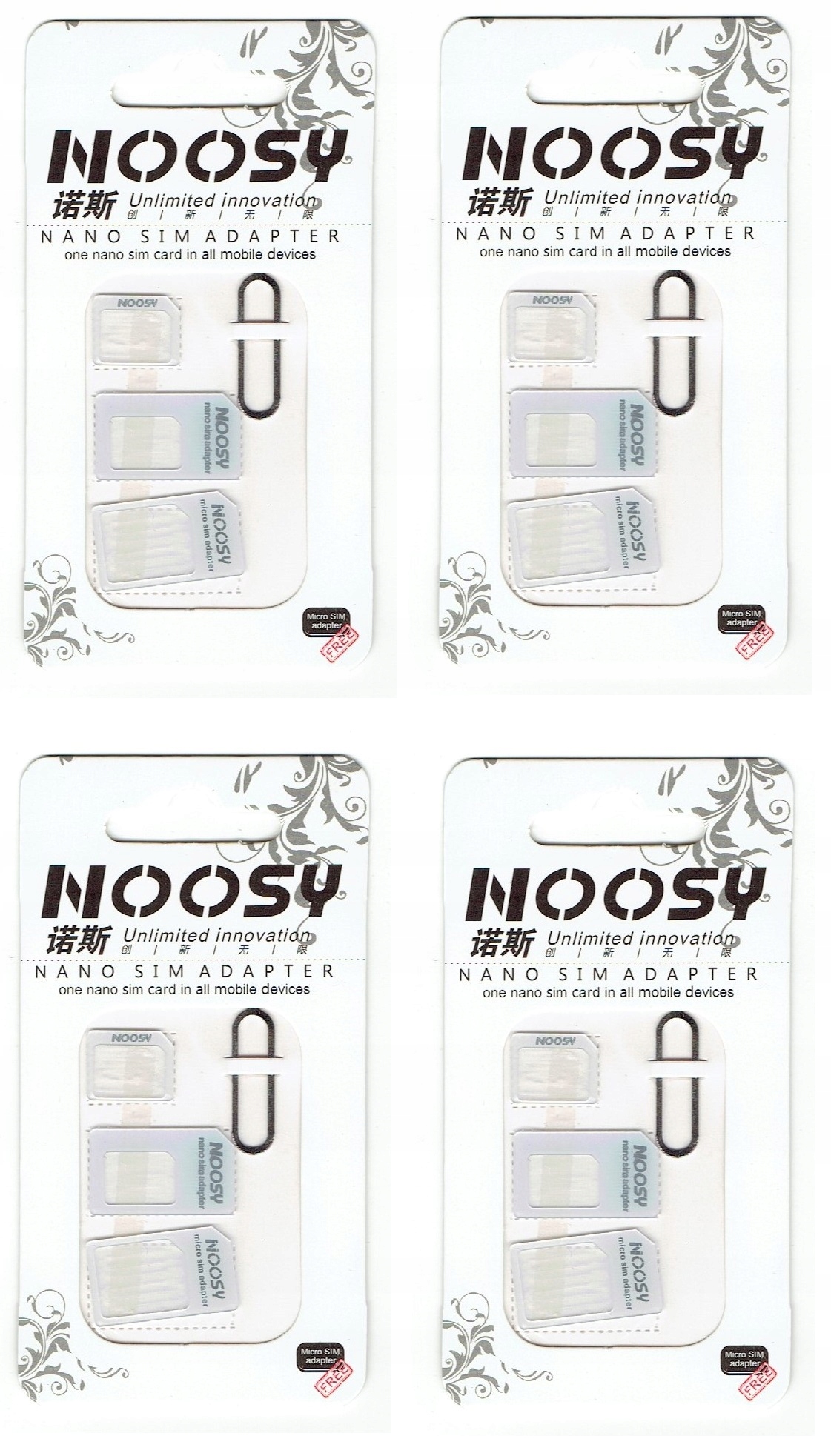 

4x Zestaw Adapter Karty Sim 4w1 micro Usb nano Usb