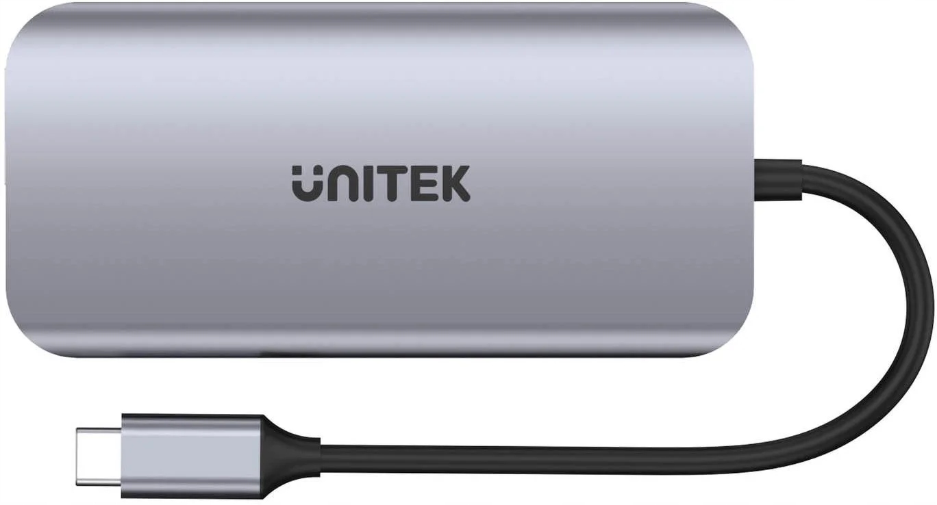 Unitek aktywny hub Usb-c 5Gbps, 2x Hdmi 4K, czytnik kart, RJ-45, Pd 100W