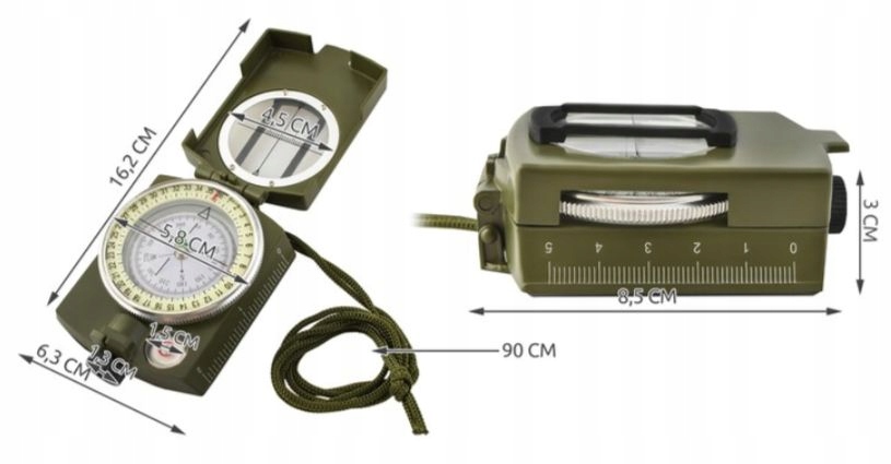 KOMPAS WOJSKOWY BUSOLA SURVIVAL PRYZMATYCZNY PROFESJONALNY SKŁADANY METAL Marka inna marka