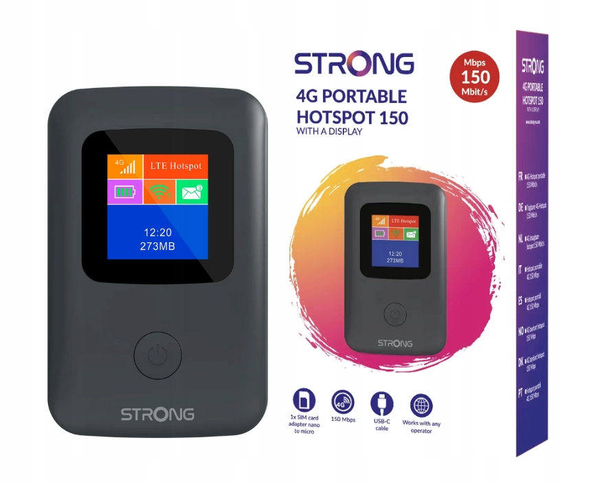 Prenosný mobilný Sim router Strong 4G 150CD Hotspot Obrazovka 150Mb/s Usb-c