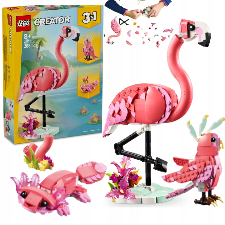Lego Creator 31170 3 W 1 Dzikie Zwierzęta Różowy Flaming Kakadu Aksolotl