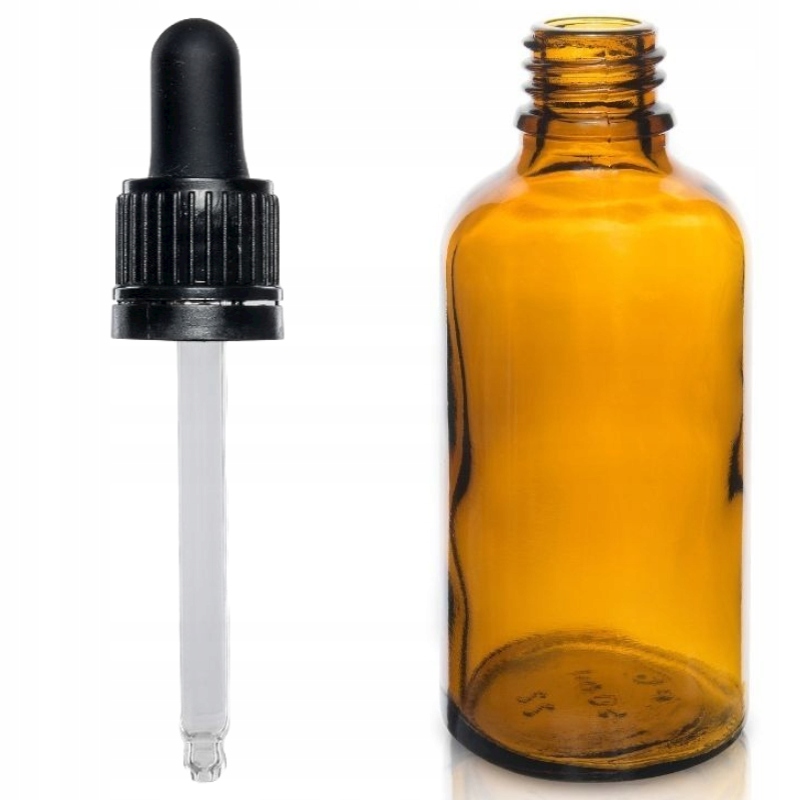 

Butelka szklana brązowa 50ml z pipetą czarną