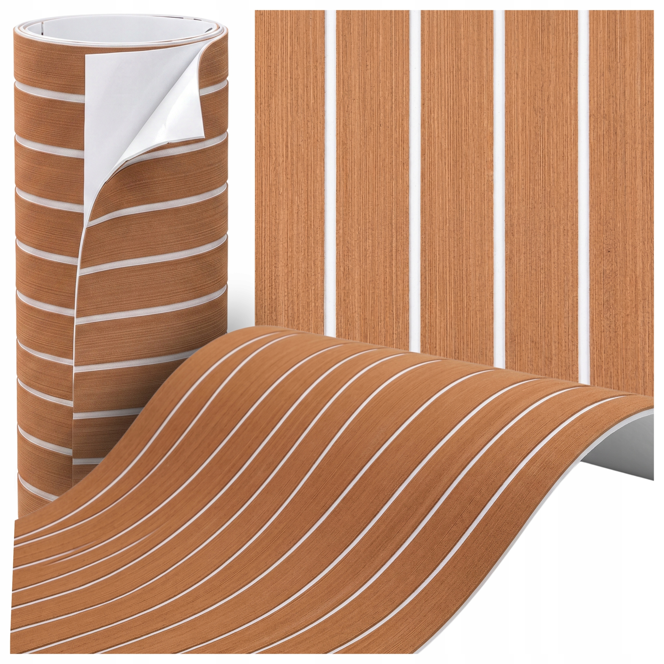 Mata pianka panel Eva teak Antypoślizgowa 240cm x 60cm Do Jachtu Miękka 5mm