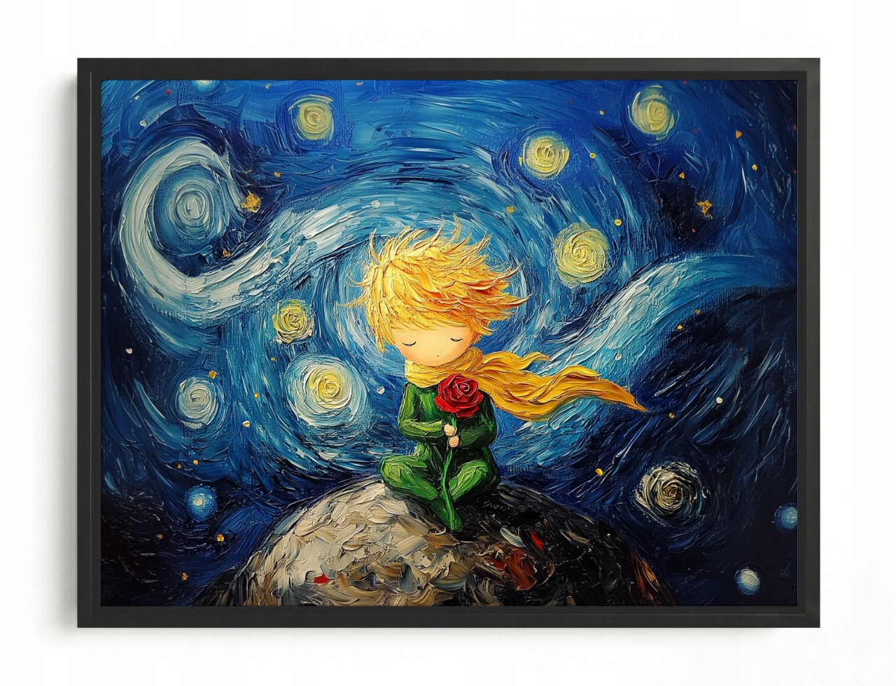 Obraz Rama American Box Rozprávka Malý Princ Ruža Van Gogh Styl 80x60