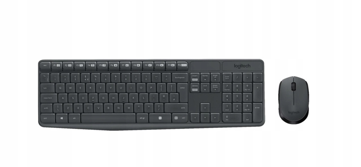 Logitech klávesnice bezdrátová myš MK235, Šedá, Us
