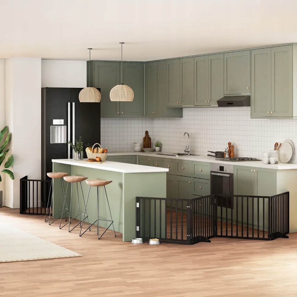 Zábrana pro psy s dvířky skládací 6 panelů černá 480 cm topol Černý 3155569