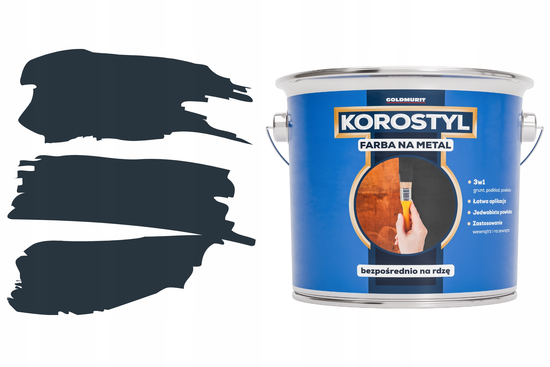 Farba na metal 3w1- Bezpośrednio na Rdzę Antracyt Ral 7016 2,5l