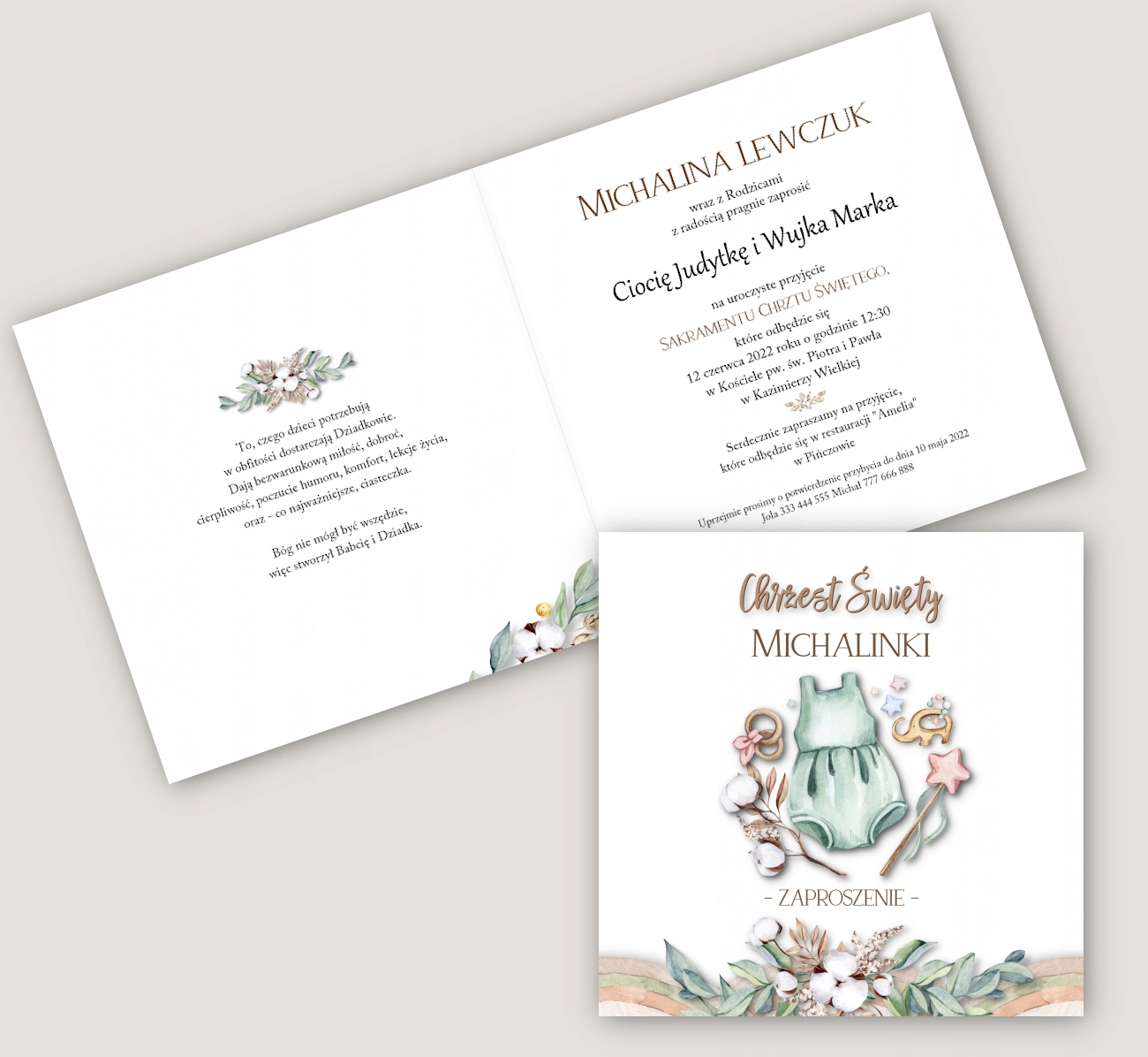 Chrzest i Roczek 2w1- pełna personalizacja ZCC11 Rodzaj chrzest