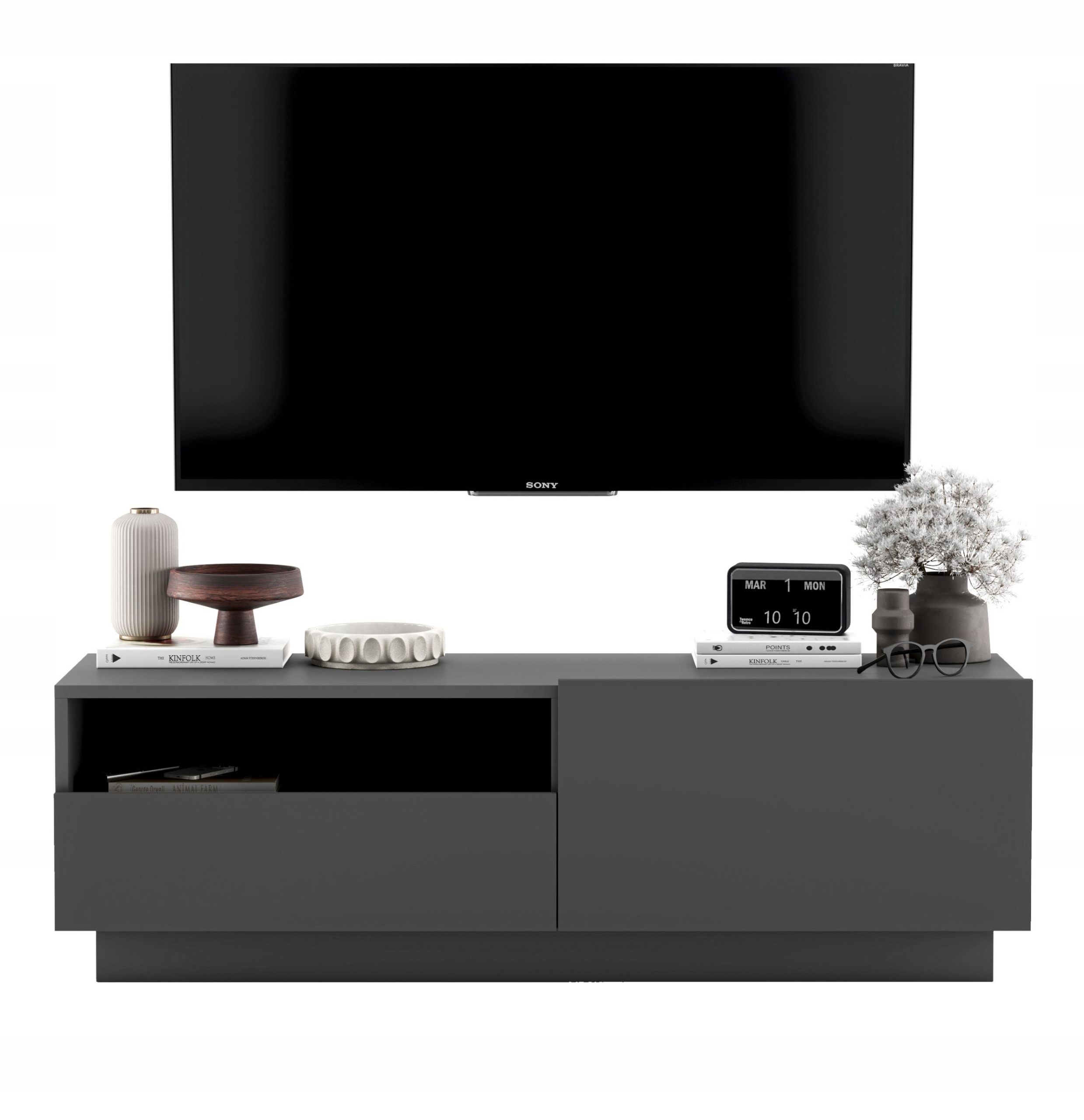 Uniwersalna szafka RTV Loft komoda RTV stojąca / wisząca grafit mat 120cm