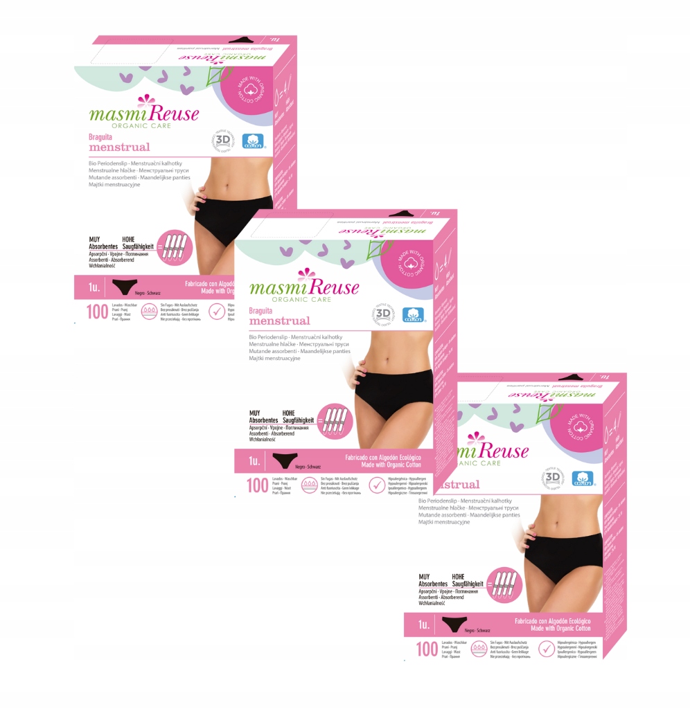 Zestaw majtek menstruacyjnych Eko Masmi Classic, bawełna Bio M 3 szt -5%