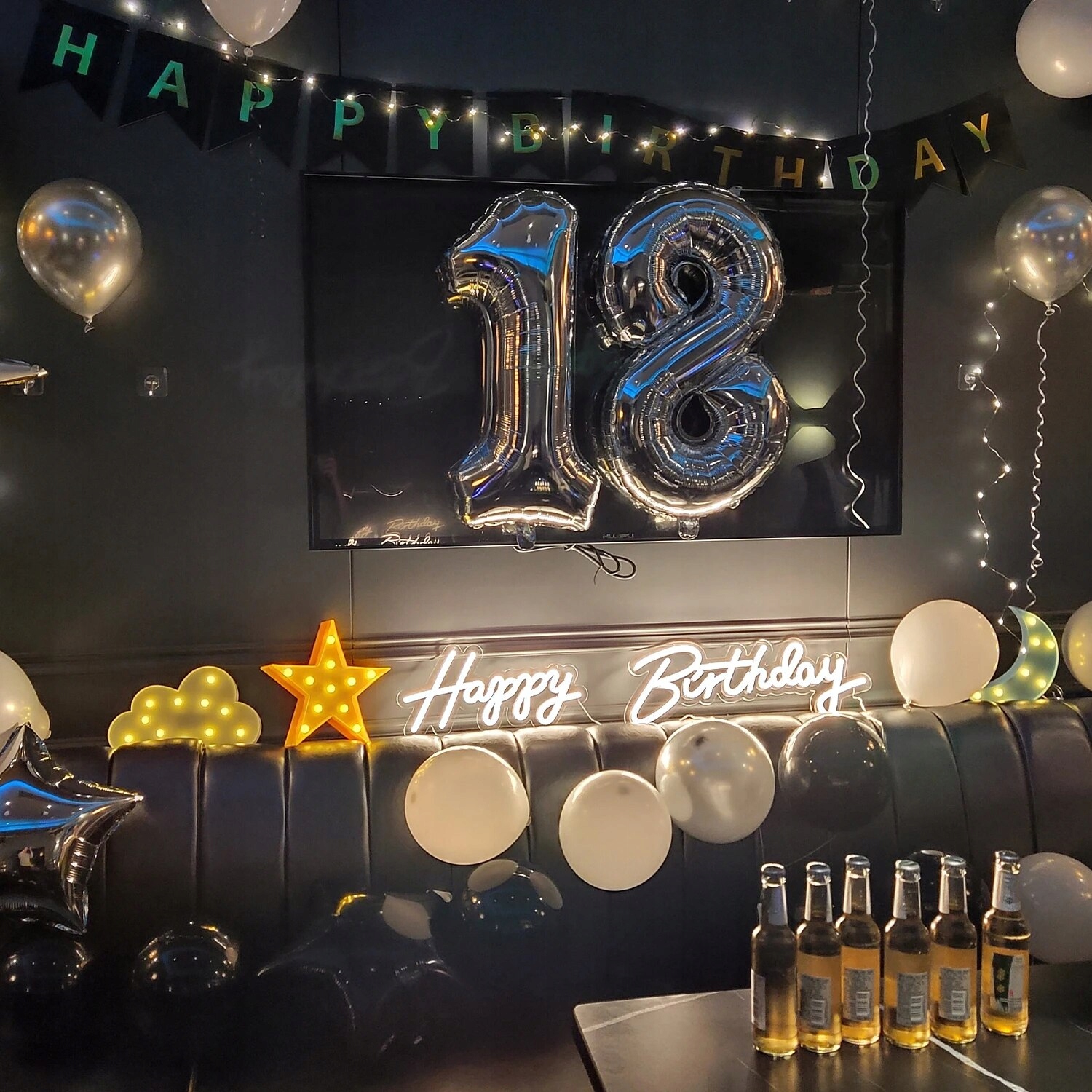 Neon Happy Birthday Spersonalizowany LED dla Marka bez marki