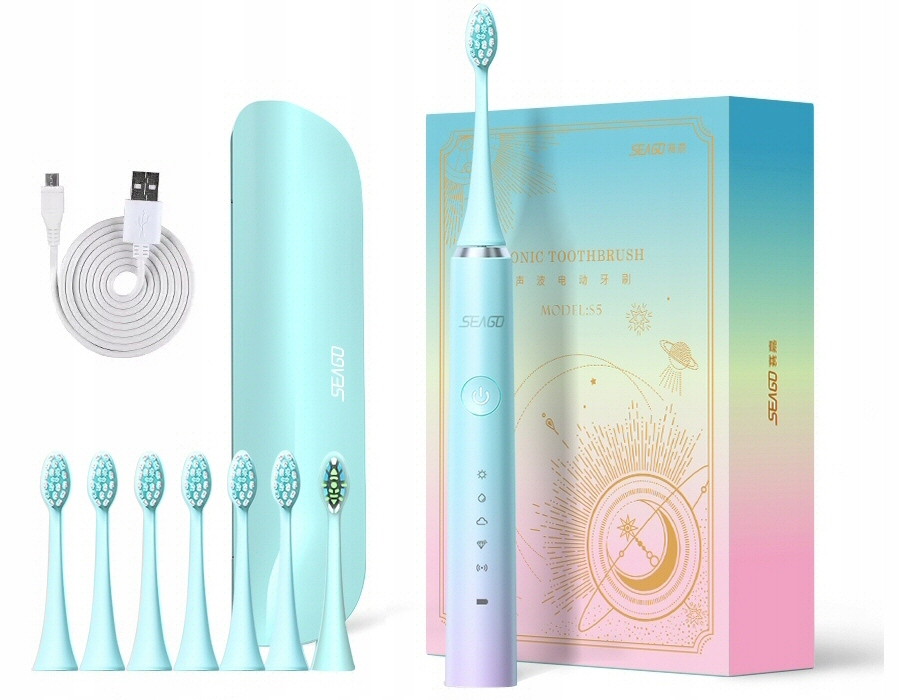 Soniczna Szczoteczka Do Zębów Etui 8 Końcówek Seago S5 Gradient Multicolor
