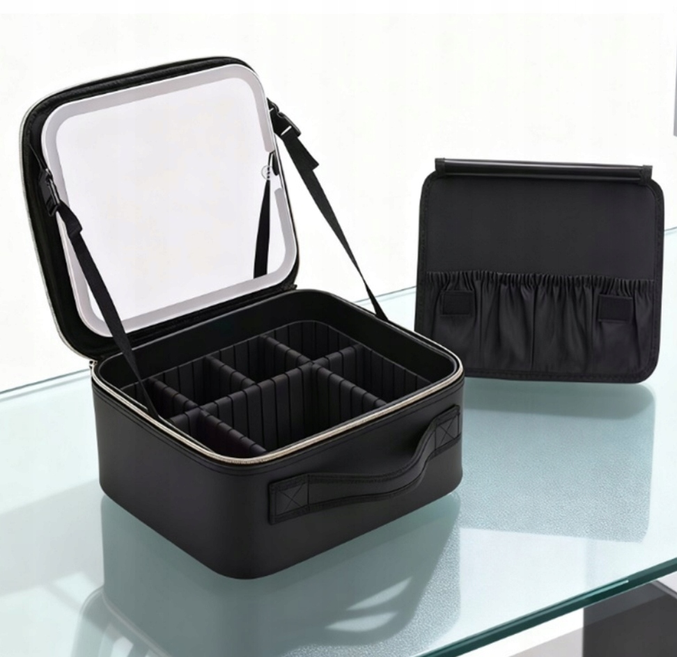 Kosmetická Taštička S Led Zrcátkem, Kožená Jako Dárek, Kufřík, Make-up