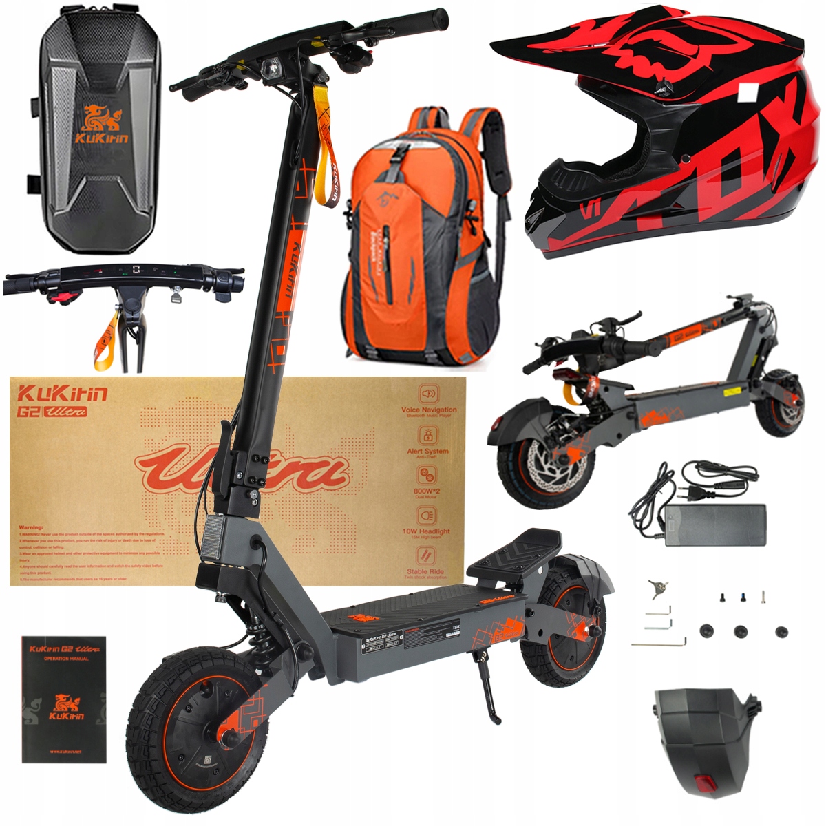 Kukirin G2 Ultra elektrické vozidlo 2000W 55km/h 55KM 48V18Ah 10" dárky