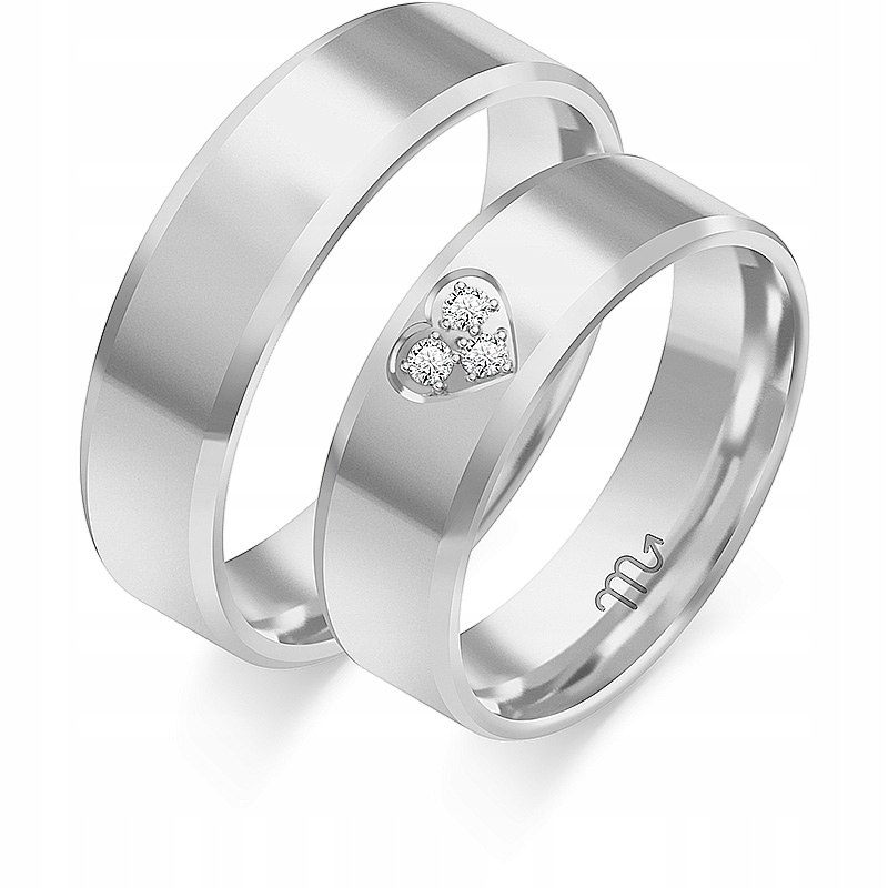 Snubní Prsteny 585 Srdce Briliant Zirkon Bílé Zlato