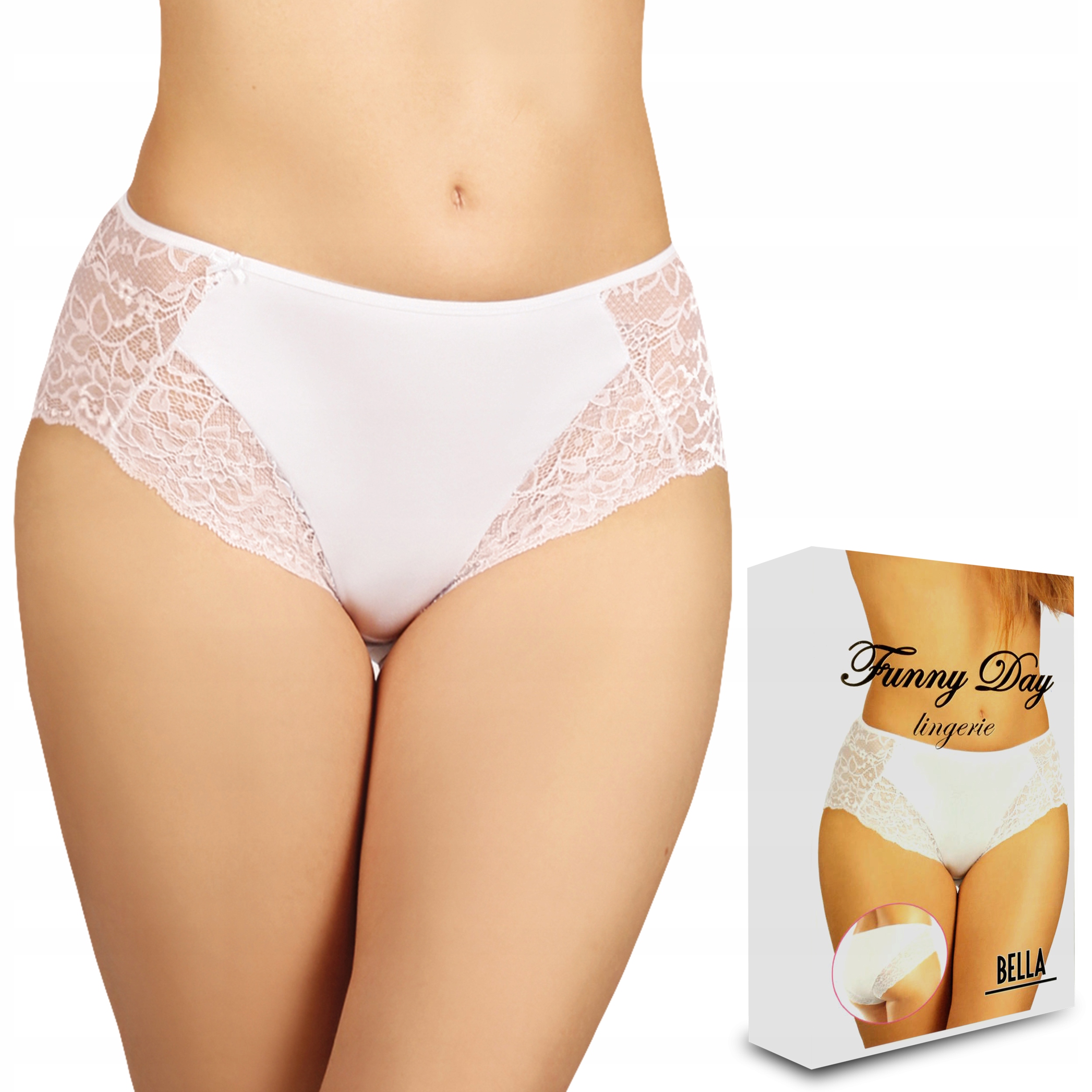 

Funny Day Bella Figi Koronkowe Bawełna Biały 3XL