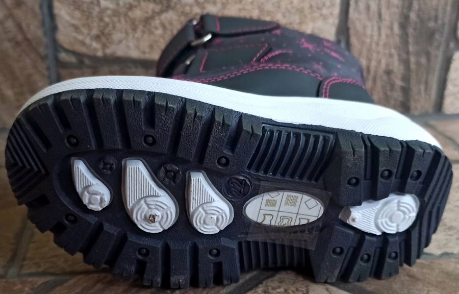 Śniegowce na rzepy szary / róż 27 P5-179 Kolor szary