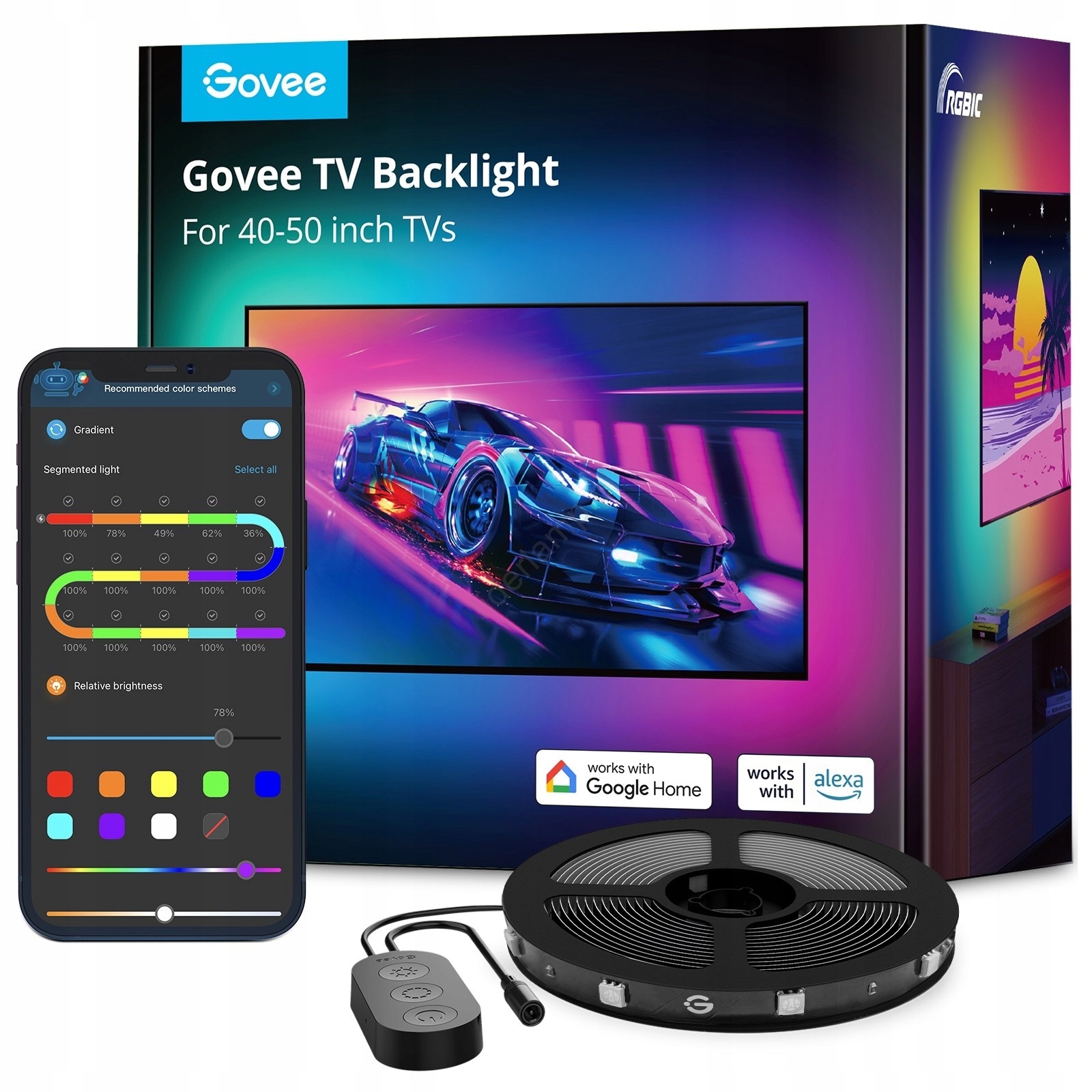 Govee Rgbic Led Tv 40-50" WiFi podsvícení, hudba, aplikace
