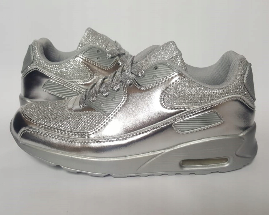 TENISÓWKI /TRAMPKI SPORTOWE DAMSKIE SREBRNE r. 40 Marka inna