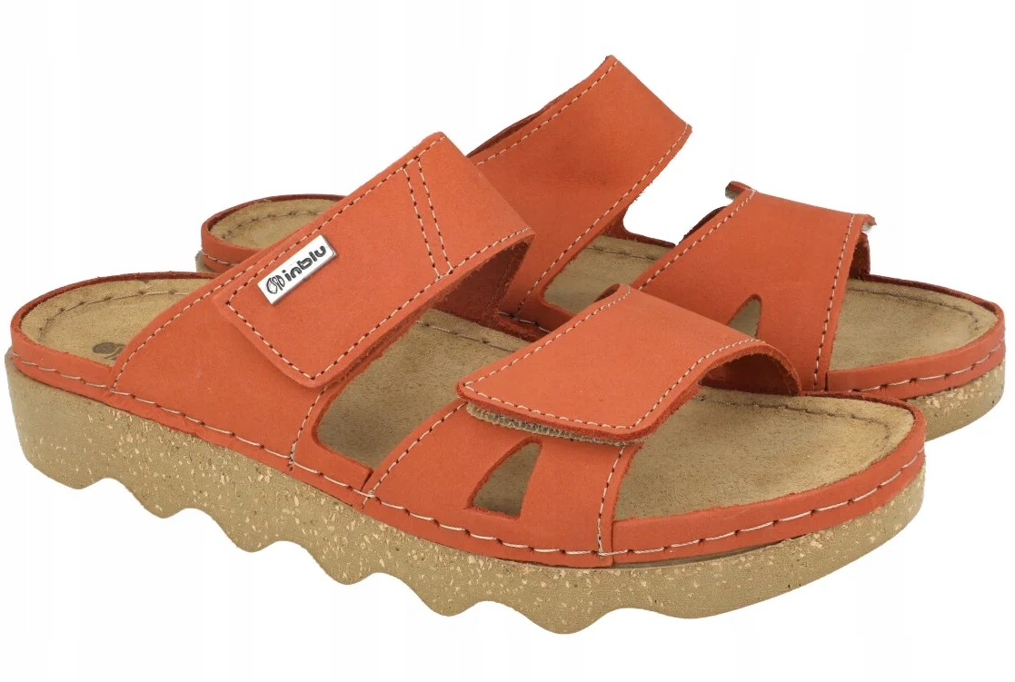 Lehké nazouváky Inblu CX-4KU oranžové kožené letní R39