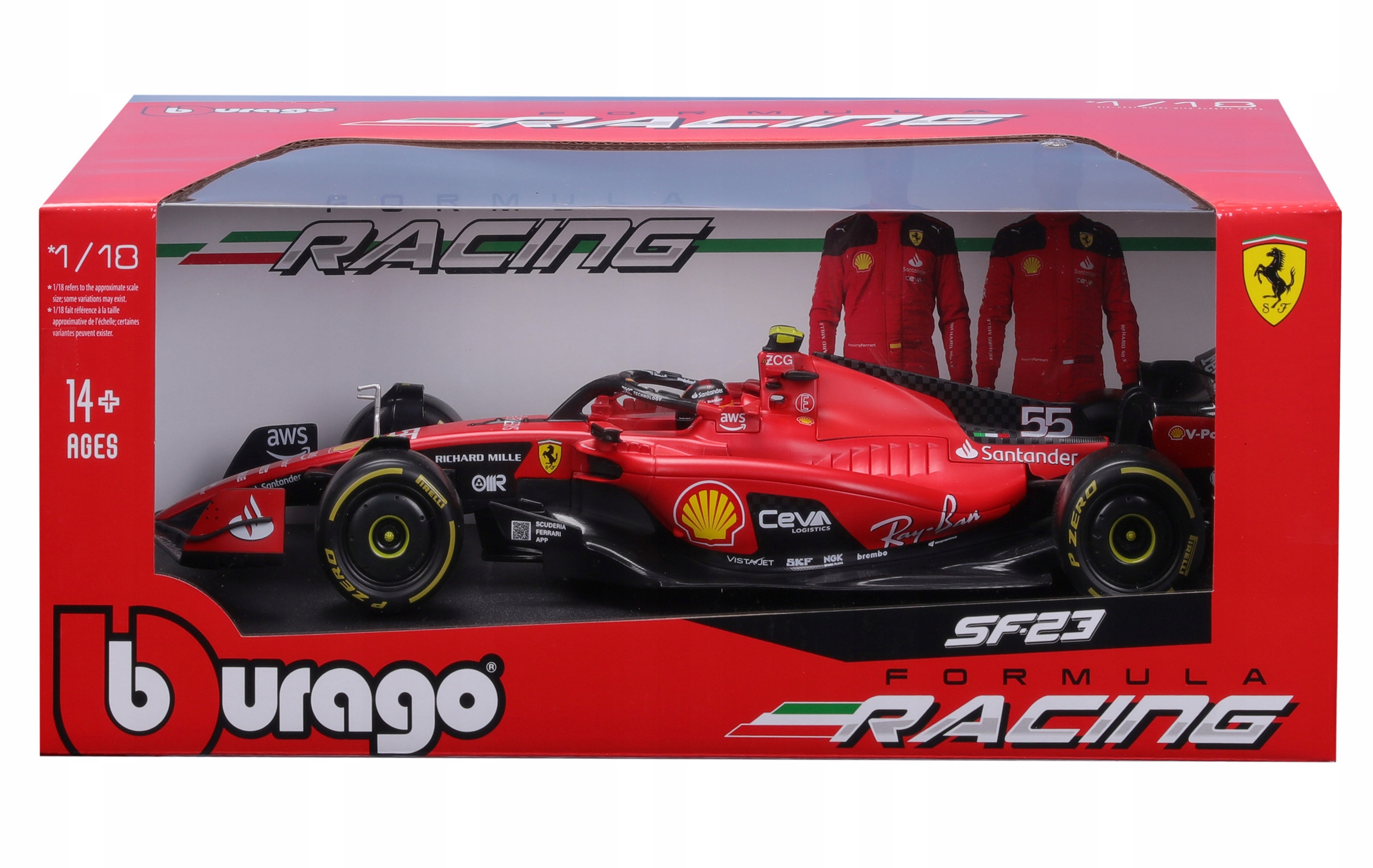 Bolid F1 Ferrari SF-23 Carlos Sainz 1:18 model Bburago 18-16812