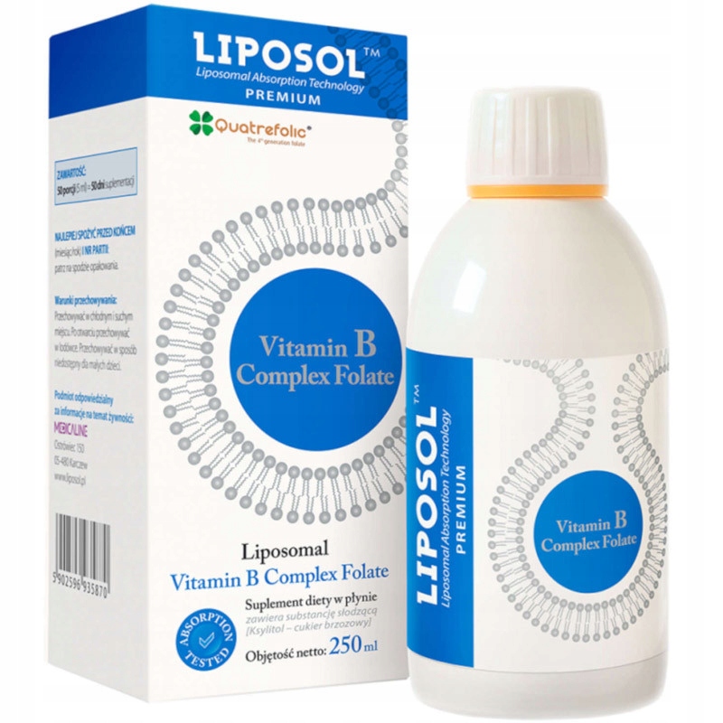 Liposol Liposomal Vitamin B Complex Folate 250ml Kompleks Witamin B