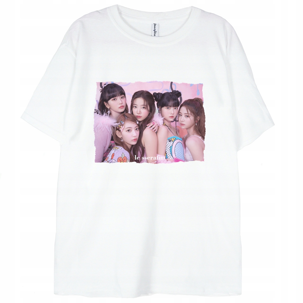 

T-shirt Le Sserafim zespół K-pop biała koszulka S