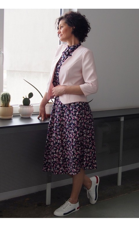 NIEZAPINANY ELEGANCKI ŻAKIET BOLERKO RÓŻOWY 44 Rękaw rękaw 3/4