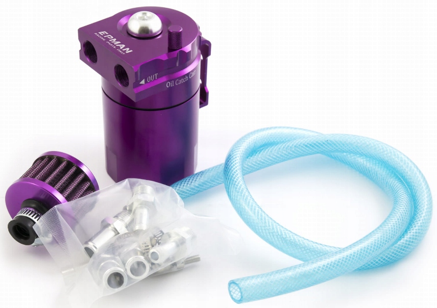 Epman Oil Catch Tank Purple Odlučovač oleje sada s filtrem Krátké 9 15 mm