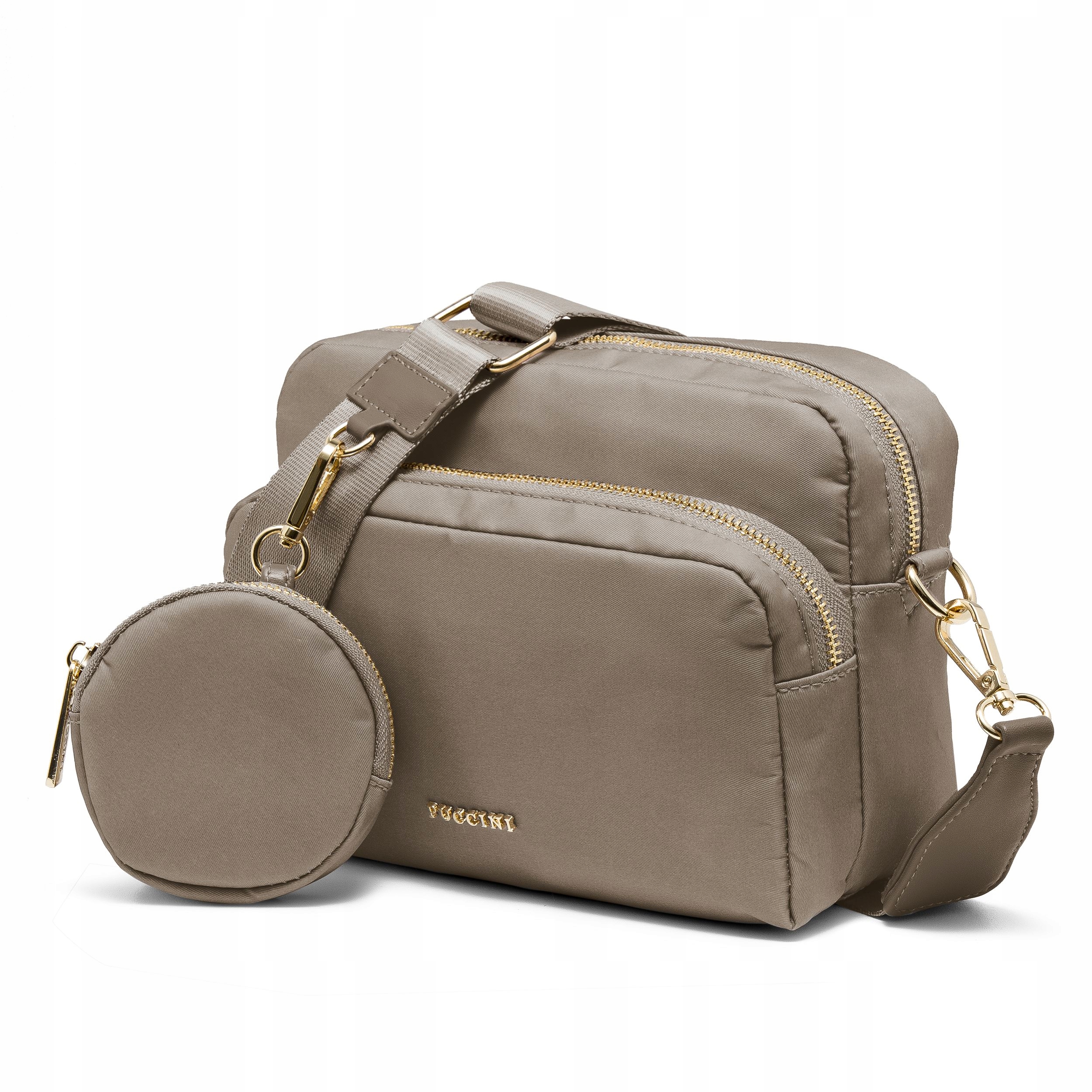 Torebka Damska Miejska z Saszetką Brązowa Na Szerokim Pasku Puccini TM248-2