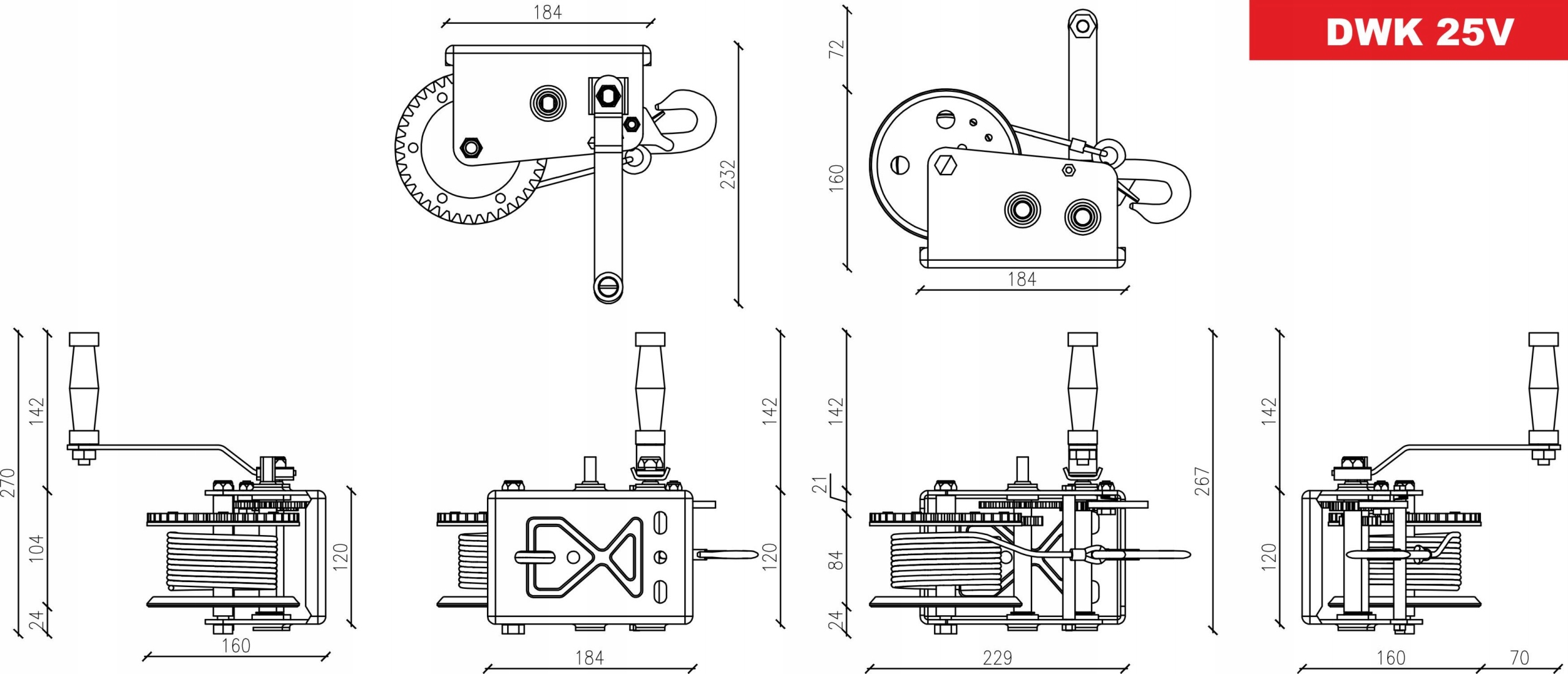 Wciągarka wyciągarka DRAGON WINCH Pas 10m 1133kg 2 przełożenia wolny szybki Kod producenta DWK25V