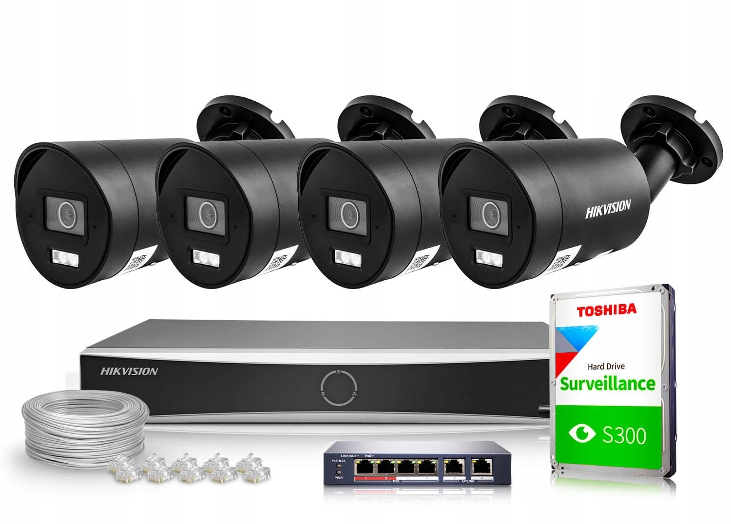 Sada monitorovania domu Ip 4x DS-2CD2083G2-LI2U Black 8Mpx Ir 40 m mikrofón