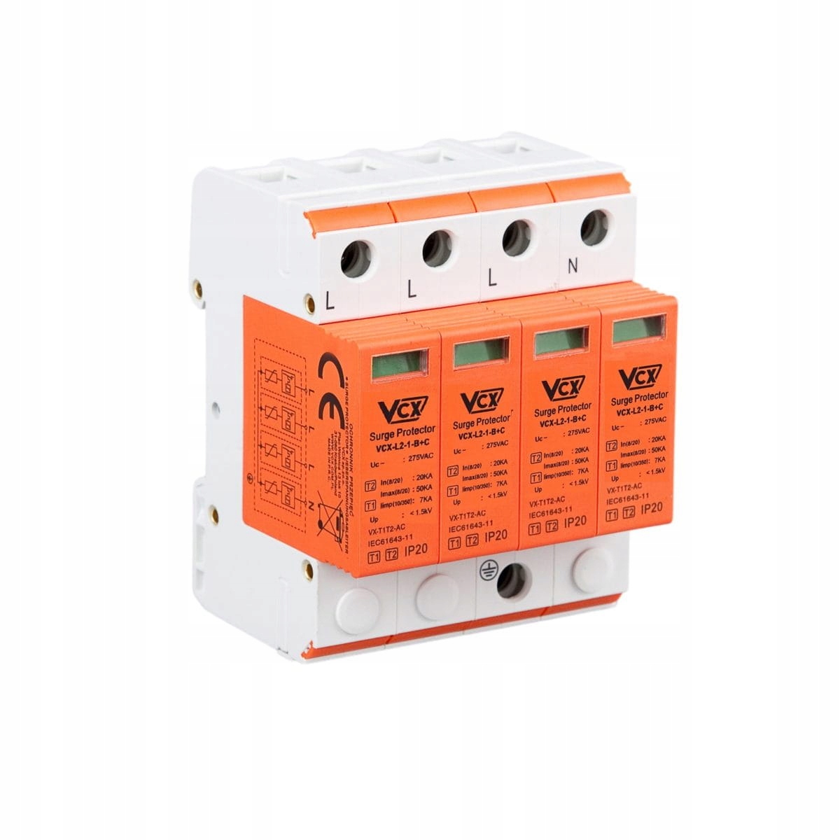 Omezovač přepětí Ac B+c 4P 7KA T1T2