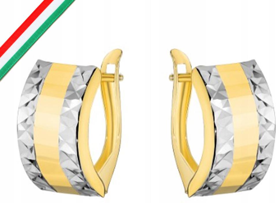 Zlaté náušnice 585, plech ve dvou barvách, 1,86 g, elegantní, ženské