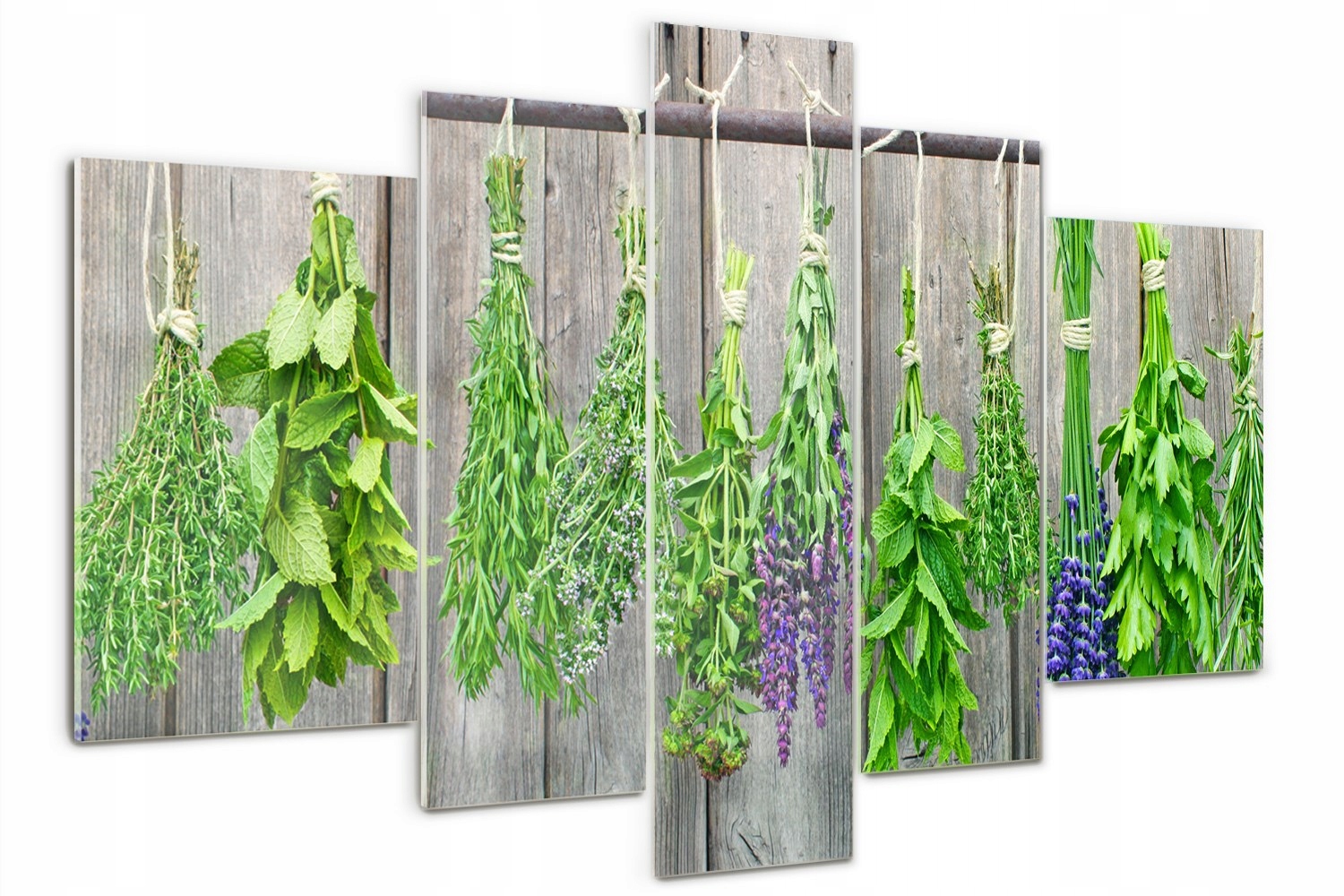 

Obraz szklany tryptyk na ścianę Zioła na sznurku