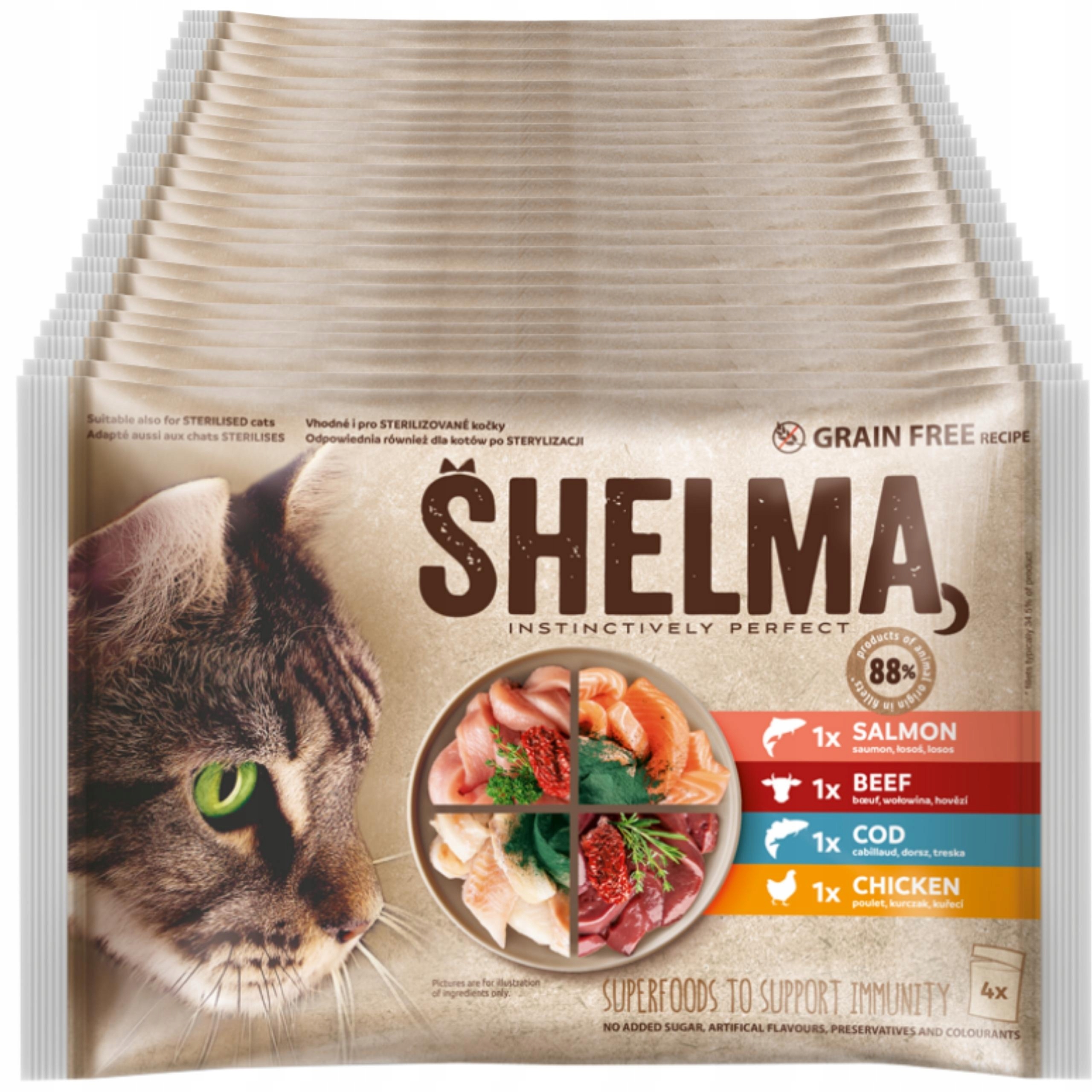 Mokré Krmivo Pro Kočky Shelma bezobilné filety MIX Chutí 96x85 g